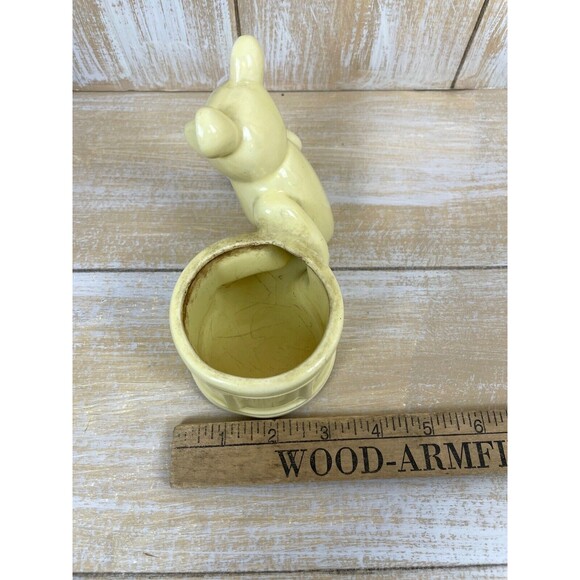 Vintage Haeger Pottery Yellow Teddy Bear & Drum Planter w/Gold Highlights - Picture 10 of 10